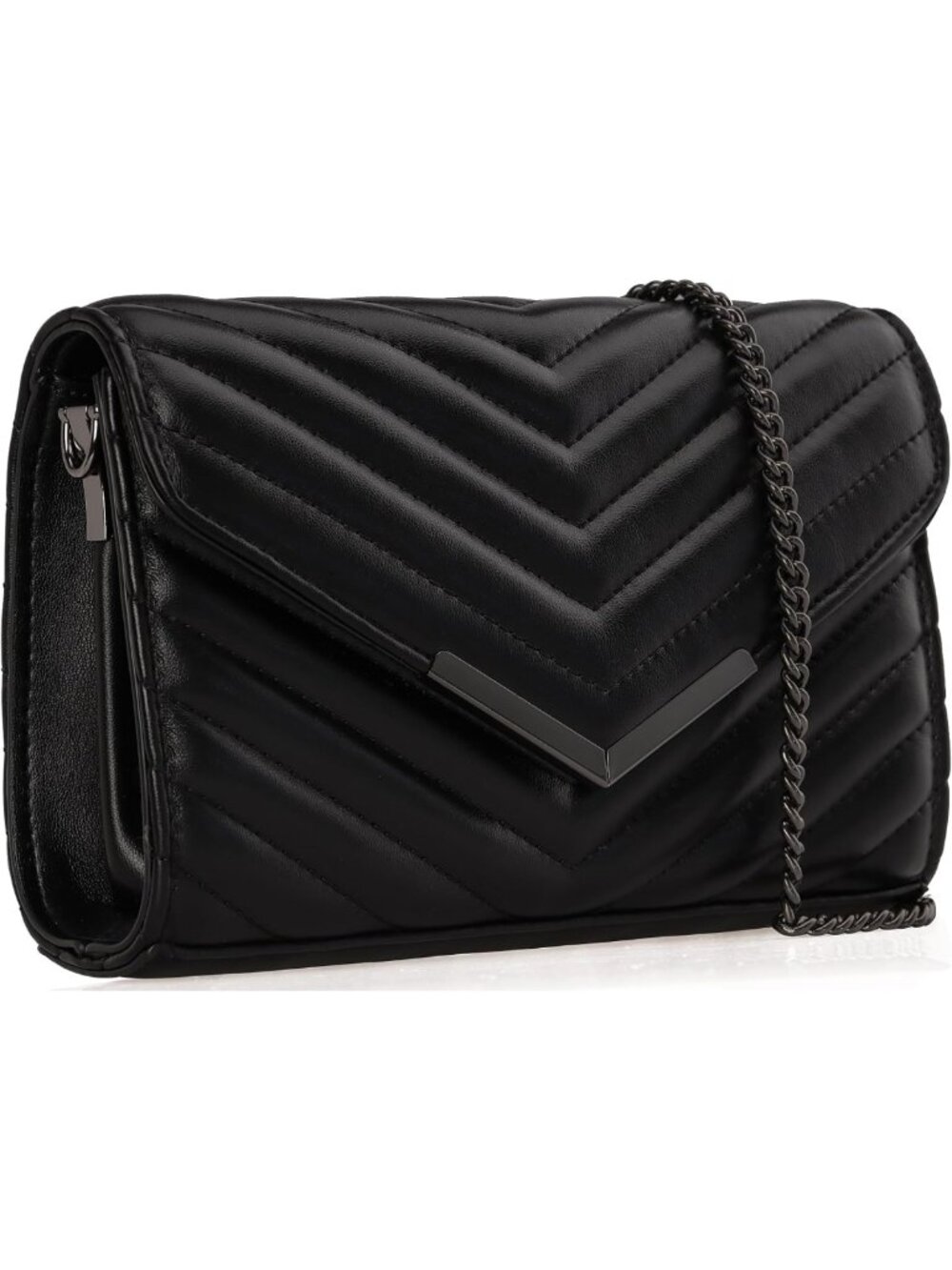 Chic Vegan Leather Quilted Clutch Purse | Stylish Evening Handbag with Chain